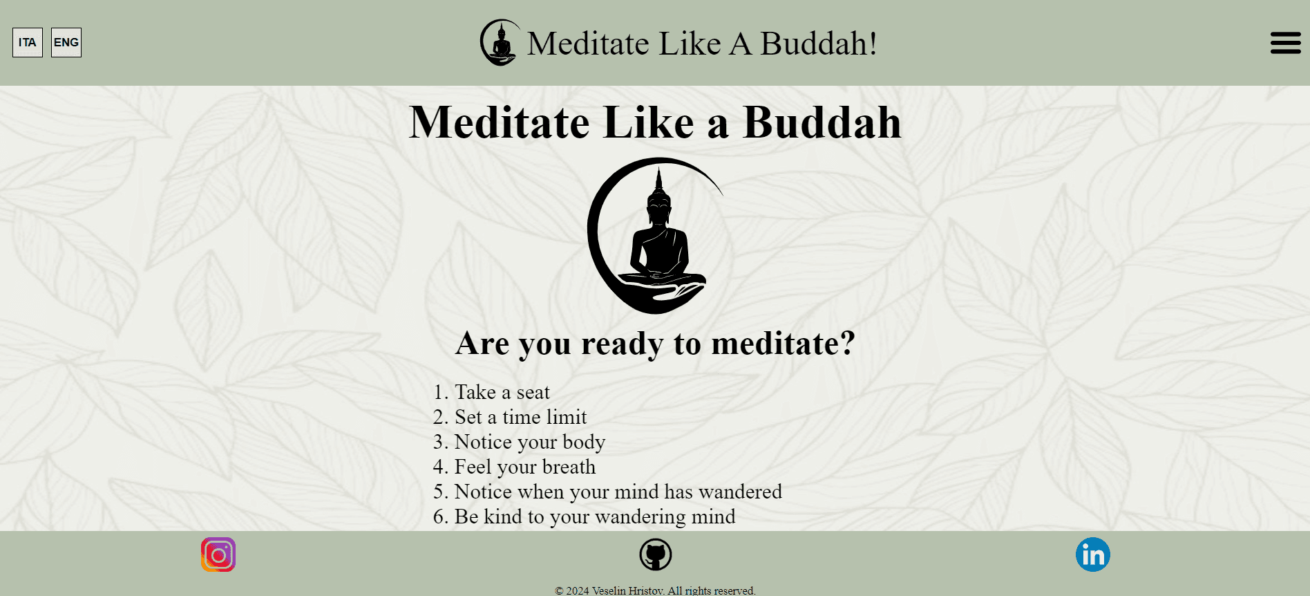 Web app Meditate Like a Buddah